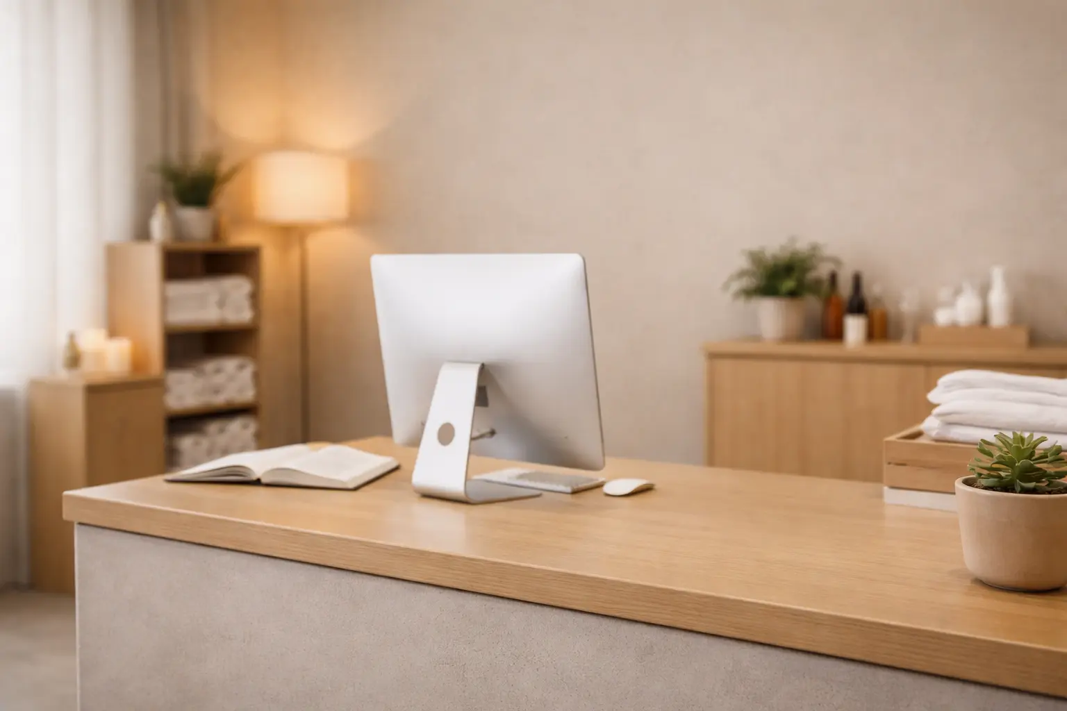 Salon reception desk at checkout